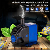 Water Pump Fish Tank AC220-240V 50Hz 3-60W Submersible Aquarium Powerhead Fountain Hydroponic US Plug Ponds Aquariums Adjust