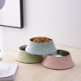 HOTFUN Pet Stainless Steel Single Bowl Fashion Travel Feeding Feeder For Puppy Dog Cat Cute Food Plate Anti-slip Dishes 3 Colors