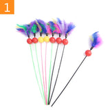 Teaser Feather Toys Kitten Funny Colorful Rod Cat Wand Toys Interactive Stick