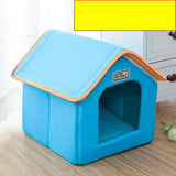 Pet House Foldable Bed With Mat Soft Winter Leopard Dog Puppy Sofa Cushion House Kennel Nest Dog Cat Bed For Small Medium Dogs