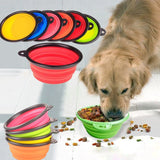 Pet Silica Gel Bowl Dog cat Collapsible silicone dow bowl candy color outdoor travel portable puppy food container feeder dish