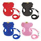 Mesh Cat Harness and Leash Set Rhinestone Breathable Cat Collar Harnesses Vest Pet Traction for Small Medium Dog Cat Puppy