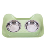 1Pc Durable Double Stainless Steel Dog Cat Bowls with Non-spill & Non-skid Design for Pet Food and Water Elevated Feeder#290914 