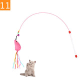 Teaser Feather Toys Kitten Funny Colorful Rod Cat Wand Toys Interactive Stick