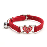 Heart Charm and Bell Safety Elastic Adjustable with Soft Velvet Material collar