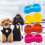 Portable Pet Feeder Plastic Dual Port Automatic Feeder Water Drinking Feeding Basin Bowls For Cats Pet Dogs without Bottle