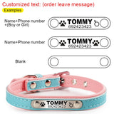 FLOWGOGO Personalized Engraved Dog Cat Collar Braided Custom Leather Puppy Cat Pet Collars ID Tag For Small Medium Dogs
