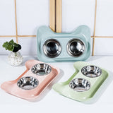 1Pc Durable Double Stainless Steel Dog Cat Bowls with Non-spill & Non-skid Design for Pet Food and Water Elevated Feeder#290914 