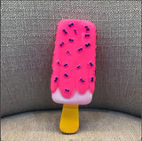 Pet Chew Squeaky Rubber Pink Popsicle Shaped Ice Cream Bite Molar Toy