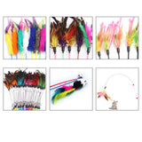 1PC Teaser Feather Toys Kitten Funny Colorful Rod Cat Wand Toys Plastic Pet Cat Toys Interactive Stick Pet Cat Supplies DropShip