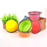 Pet Silica Gel Bowl Dog cat Collapsible silicone dow bowl candy color outdoor travel portable puppy food container feeder dish