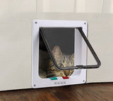 4 Way Lockable Pet Flap Door For Large Medium Small Size Dog Cat White/Coffee