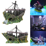 Resin Home Aquarium Ornament Wreck Sunk Ship Aquarium Ornament Sailing Boat Destroyer Fish Tank Tank Aquarium Decoration