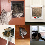 4 Way Lockable Pet Flap Door For Large Medium Small Size Dog Cat White/Coffee