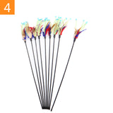 Teaser Feather Toys Kitten Funny Colorful Rod Cat Wand Toys Interactive Stick