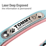 FLOWGOGO Personalized Engraved Dog Cat Collar Braided Custom Leather Puppy Cat Pet Collars ID Tag For Small Medium Dogs