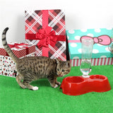 Creative Dual Port Dog Food Dish Bowl Automatic Water Dispenser Feeders Cat Drinking Pet Feeder Pet Drinking Fountain