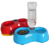 Creative Dual Port Dog Food Dish Bowl Automatic Water Dispenser Feeders Cat Drinking Pet Feeder Pet Drinking Fountain