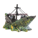 Resin Home Aquarium Ornament Wreck Sunk Ship Aquarium Ornament Sailing Boat Destroyer Fish Tank Tank Aquarium Decoration