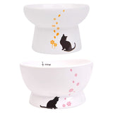 Pet Raised Ceramic Bowl Adult Cat Food Water Bowl Protecting Cervical Pet Feeder Bowl Indoor Cat Kitten Care Feeding Bowls