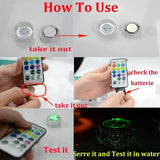 IP68 Waterproof Battery Operated Multi Color Submersible LED Underwater Light for Fish Tank Pond Swimming Pool Wedding Party