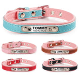 FLOWGOGO Personalized Engraved Dog Cat Collar Braided Custom Leather Puppy Cat Pet Collars ID Tag For Small Medium Dogs