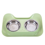 Durable Double Stainless Steel Pets Bowls with Non-spill & Non-skid Design