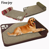 fine joy Pt Dog Bed Blue Brown Dog House Sofa Kennel Square Pillow For Large Dogs Cat House Beds Mat Pet Supplies