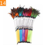 Teaser Feather Toys Kitten Funny Colorful Rod Cat Wand Toys Interactive Stick