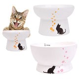 Pet Raised Ceramic Bowl Adult Cat Food Water Bowl Protecting Cervical Pet Feeder Bowl Indoor Cat Kitten Care Feeding Bowls