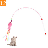 Teaser Feather Toys Kitten Funny Colorful Rod Cat Wand Toys Interactive Stick