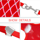Mesh Cat Harness and Leash Set Rhinestone Breathable Cat Collar Harnesses Vest Pet Traction for Small Medium Dog Cat Puppy