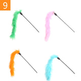 Teaser Feather Toys Kitten Funny Colorful Rod Cat Wand Toys Interactive Stick