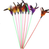 1PC Teaser Feather Toys Kitten Funny Colorful Rod Cat Wand Toys Plastic Pet Cat Toys Interactive Stick Pet Cat Supplies DropShip