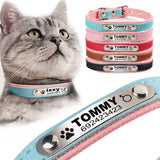 FLOWGOGO Personalized Engraved Dog Cat Collar Braided Custom Leather Puppy Cat Pet Collars ID Tag For Small Medium Dogs