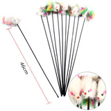 1PC Teaser Feather Toys Kitten Funny Colorful Rod Cat Wand Toys Plastic Pet Cat Toys Interactive Stick Pet Cat Supplies DropShip