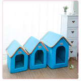Pet House Foldable Bed With Mat Soft Winter Leopard Dog Puppy Sofa Cushion House Kennel Nest Dog Cat Bed For Small Medium Dogs