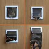 4 Way Lockable Pet Flap Door For Large Medium Small Size Dog Cat White/Coffee