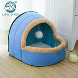 5 Colors Pet Dog Cat Bed Foldable Puppy  House With Toy Ball  Warm Soft Pet Cushion Dog Kennel Cat Castle Fast Shpping