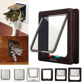 4 Way Lockable Pet Flap Door For Large Medium Small Size Dog Cat White/Coffee
