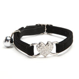 Heart Charm and Bell Safety Elastic Adjustable with Soft Velvet Material collar