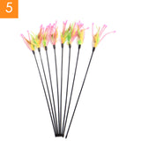 Teaser Feather Toys Kitten Funny Colorful Rod Cat Wand Toys Interactive Stick