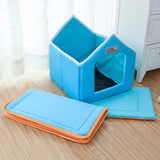 Pet House Foldable Bed With Mat Soft Winter Leopard Dog Puppy Sofa Cushion House Kennel Nest Dog Cat Bed For Small Medium Dogs