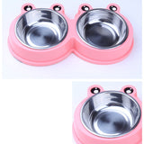 2018 Pet Dog Cat Puppy Travel Feeding Feeder Double Food Bowl Water Dish Cute Frog Pet Feeding Bowl