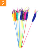 Teaser Feather Toys Kitten Funny Colorful Rod Cat Wand Toys Interactive Stick