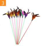 Teaser Feather Toys Kitten Funny Colorful Rod Cat Wand Toys Interactive Stick
