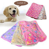 Pet Paw Print Bone Cat Dog Puppy Hamster Soft Blanket Bed Cushion Coral Cashmere