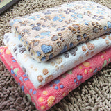 Warm Pet Mat Small Large Paw Print Cat Dog Puppy Fleece Soft Blanket Bed Cushion