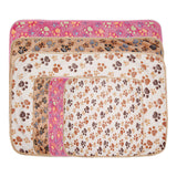 Coral Cashmere Pet Paw Print Bone Dog Cat Hamster Puppy Soft Blanket Bed Cushion