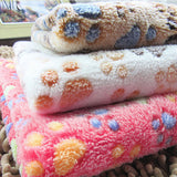 Coral Cashmere Pet Paw Print Bone Dog Cat Hamster Puppy Soft Blanket Bed Cushion